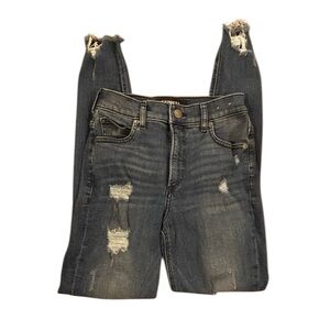 Express Denim Perfect Ankle High Rise Distressed Skinny Jeans Size 0 Regular